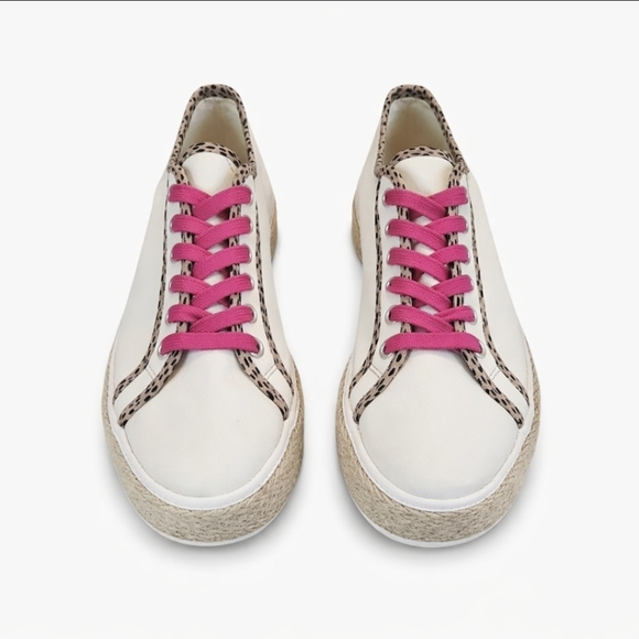Michelle Mcdowell Shoes - Michelle McDowell Cream Leopard Trim Braided Jute Womens Sneakers Sz 10
